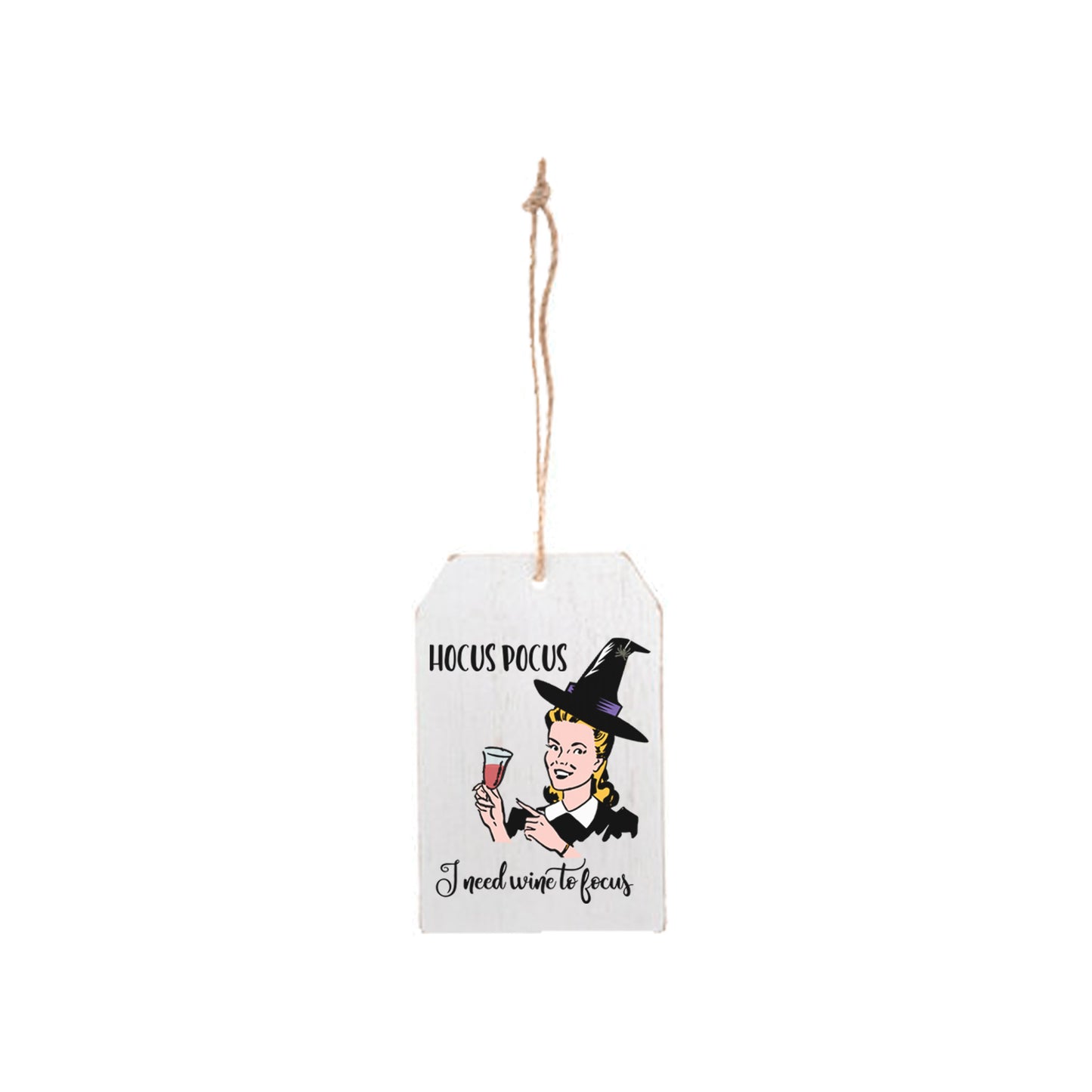 WITTY WOMEN HALLOWEEN HOCUS POCUS WINE WOOD TAGS