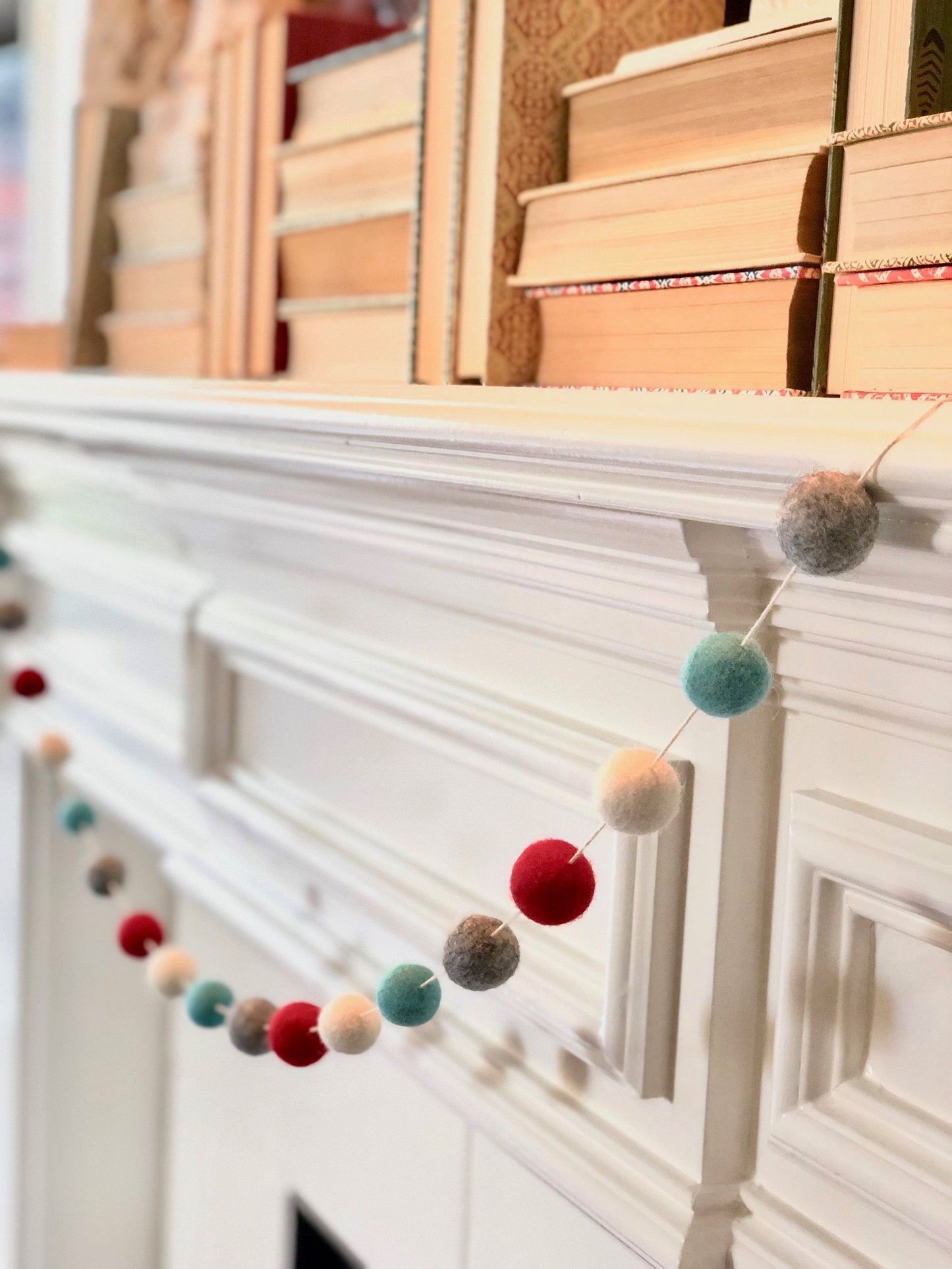 FESTIVE WOOL FELT BALL GARLAND